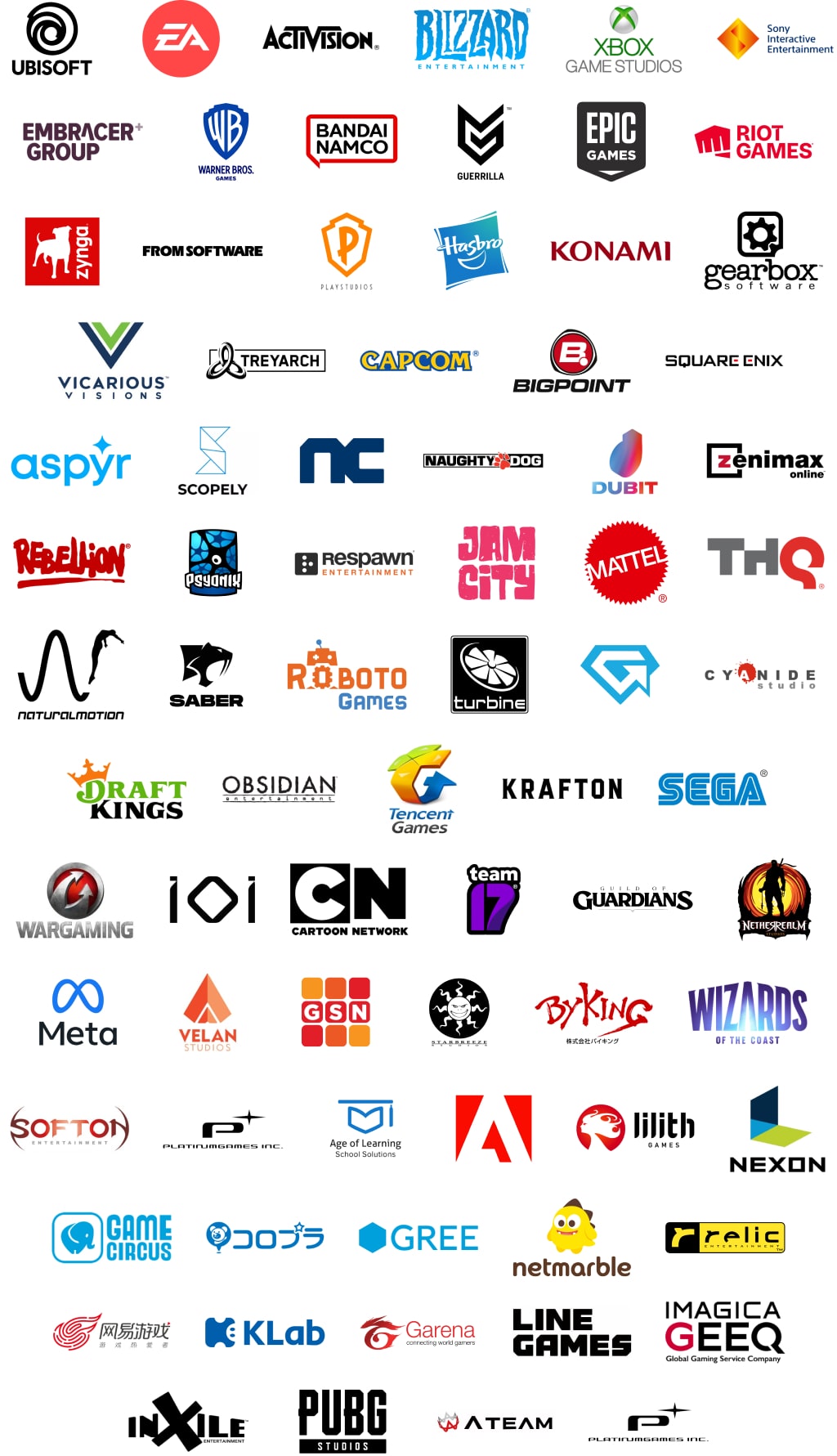 a list of our game partners